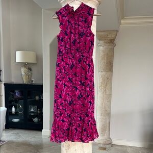 J. Crew Floral Sleeveless Fully lined  Pink Navy Dress Size see measurements